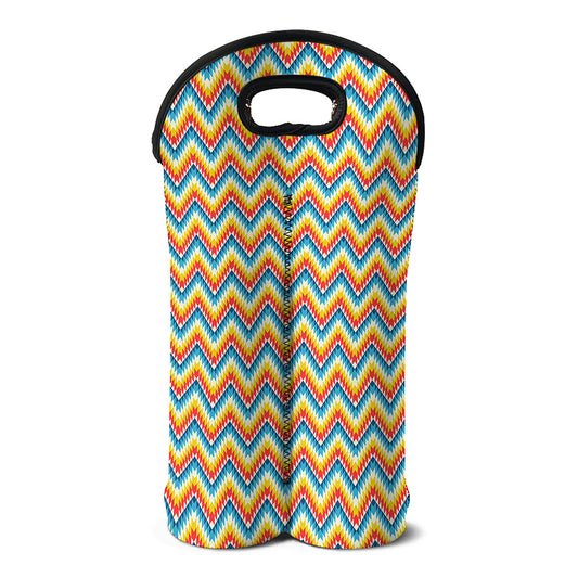 Geometric Native American Pattern Print Double Neoprene Wine Tote