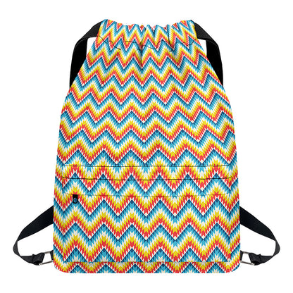 Geometric Native American Pattern Print Drawstring Backpack