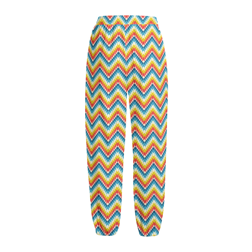 Geometric Native American Pattern Print Fleece Lined Knit Pants