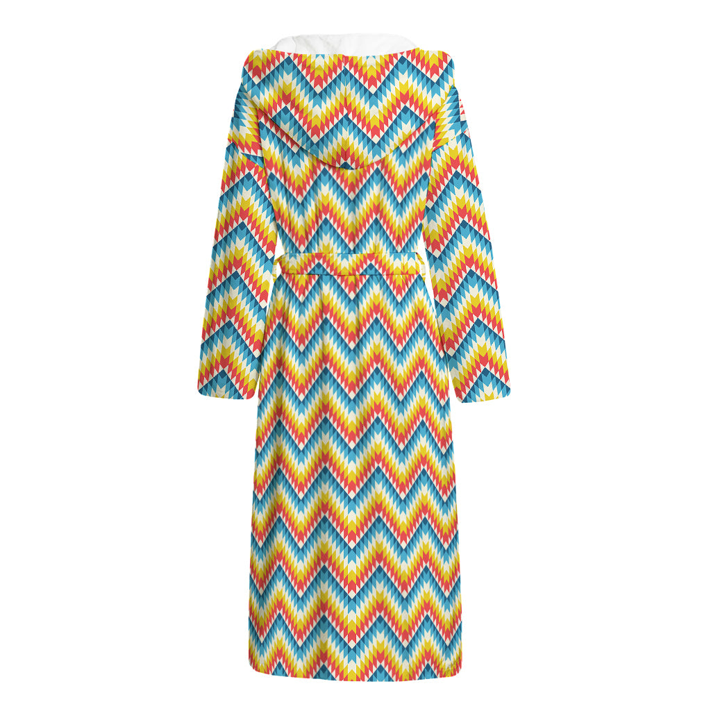 Geometric Native American Pattern Print Hooded Bathrobe