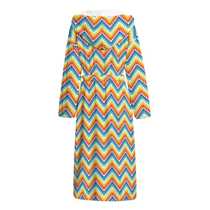 Geometric Native American Pattern Print Hooded Bathrobe