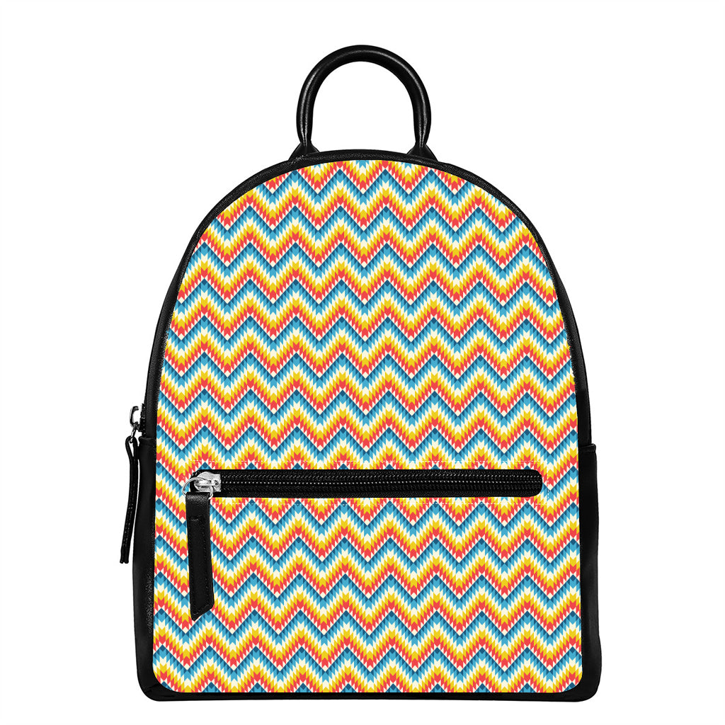 Geometric Native American Pattern Print Leather Backpack