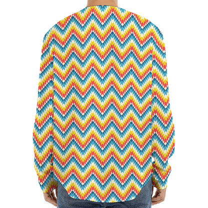 Geometric Native American Pattern Print Long Sleeve Baseball Jersey