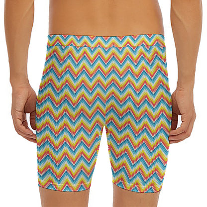 Geometric Native American Pattern Print Men's Long Boxer Briefs
