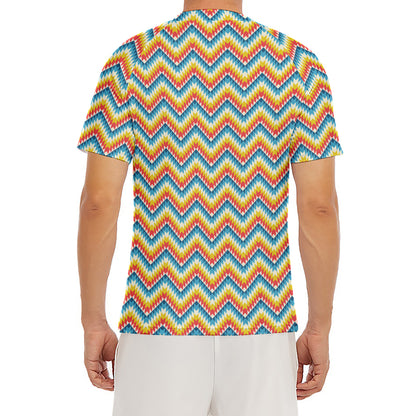 Geometric Native American Pattern Print Men's Short Sleeve Rash Guard