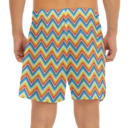 Geometric Native American Pattern Print Men's Split Running Shorts