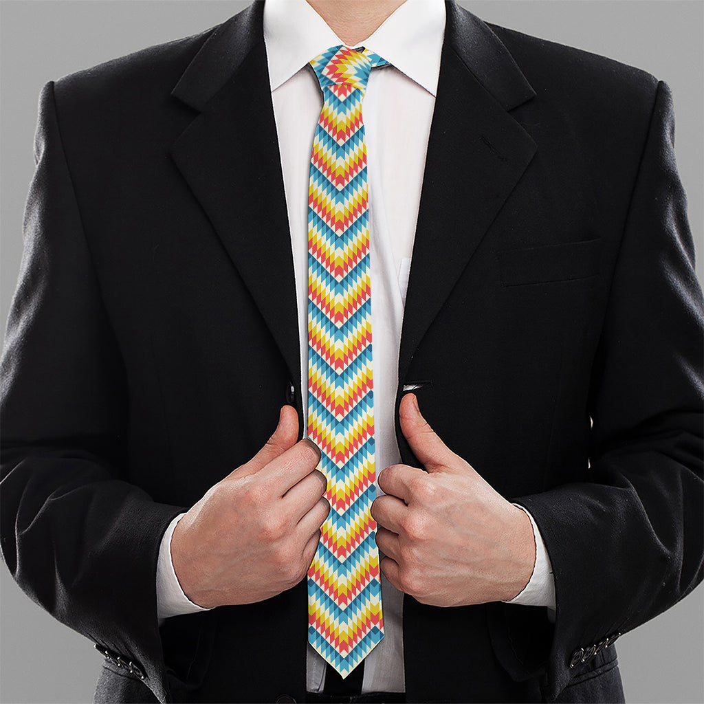 Geometric Native American Pattern Print Necktie
