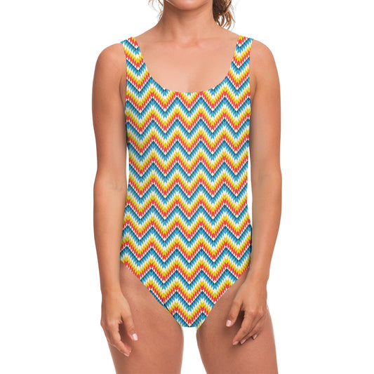 Geometric Native American Pattern Print One Piece Swimsuit