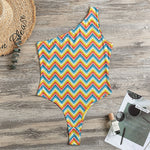 Geometric Native American Pattern Print One Shoulder Bodysuit