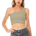 Geometric Native American Pattern Print One Shoulder Crop Top