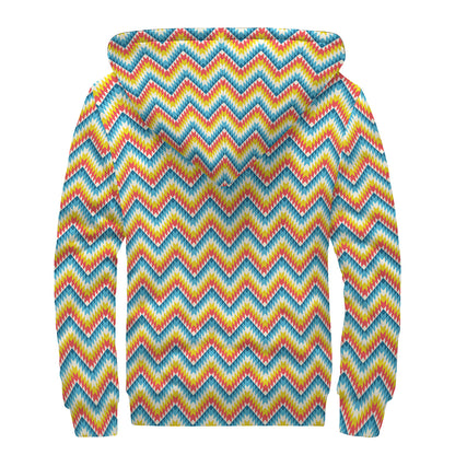 Geometric Native American Pattern Print Sherpa Lined Zip Up Hoodie