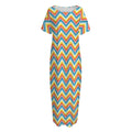 Geometric Native American Pattern Print Short Sleeve Long Nightdress