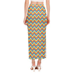 Geometric Native American Pattern Print Side Slit Maxi Skirt