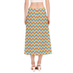 Geometric Native American Pattern Print Side Slit Midi Skirt