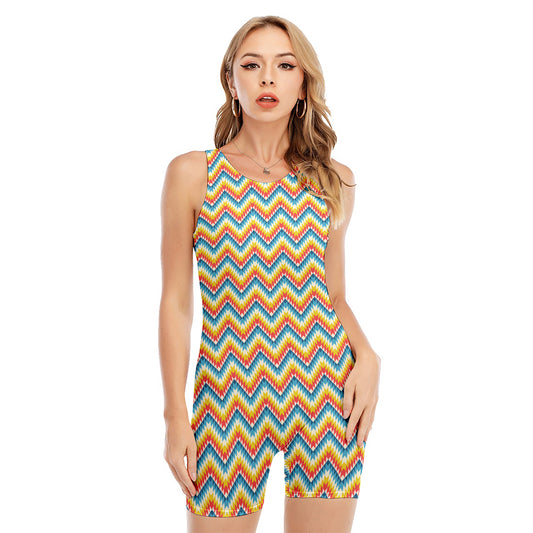 Geometric Native American Pattern Print Sleeveless One Piece Swimsuit