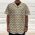 Geometric Native American Pattern Print Textured Short Sleeve Shirt