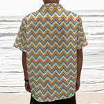 Geometric Native American Pattern Print Textured Short Sleeve Shirt