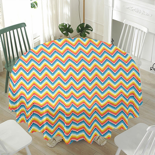 Geometric Native American Pattern Print Waterproof Round Tablecloth