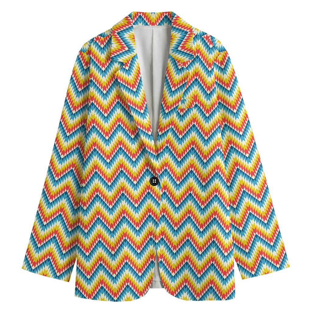 Geometric Native American Pattern Print Women's Cotton Blazer