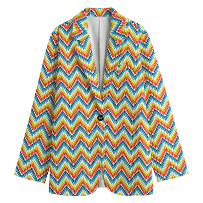 Geometric Native American Pattern Print Women's Cotton Blazer