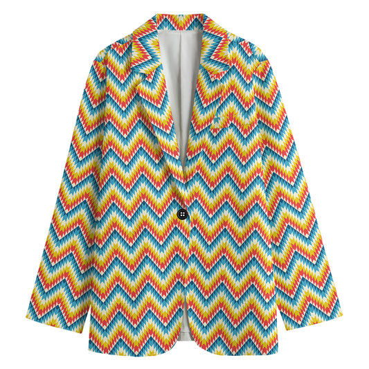 Geometric Native American Pattern Print Women's Cotton Blazer