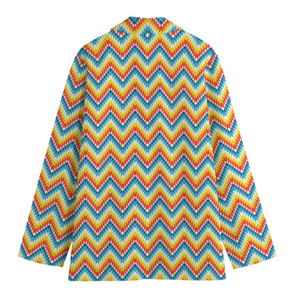 Geometric Native American Pattern Print Women's Cotton Blazer