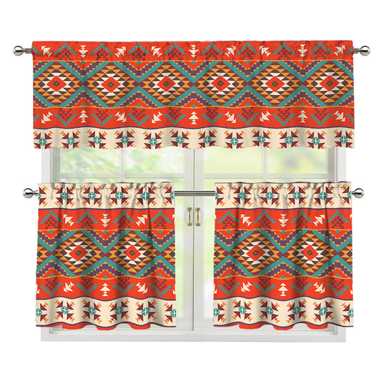 Geometric Native Navajo Print 3 Piece Kitchen Curtains