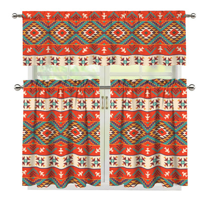 Geometric Native Navajo Print 3 Piece Kitchen Curtains