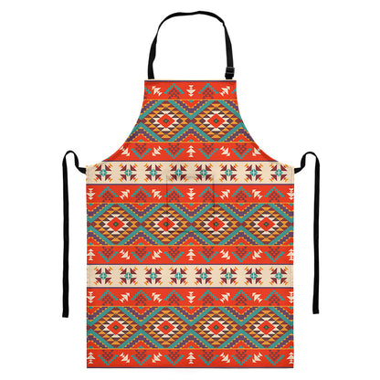Geometric Native Navajo Print Bib Apron With Pocket