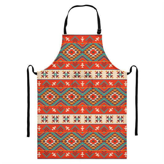 Geometric Native Navajo Print Bib Apron With Pocket