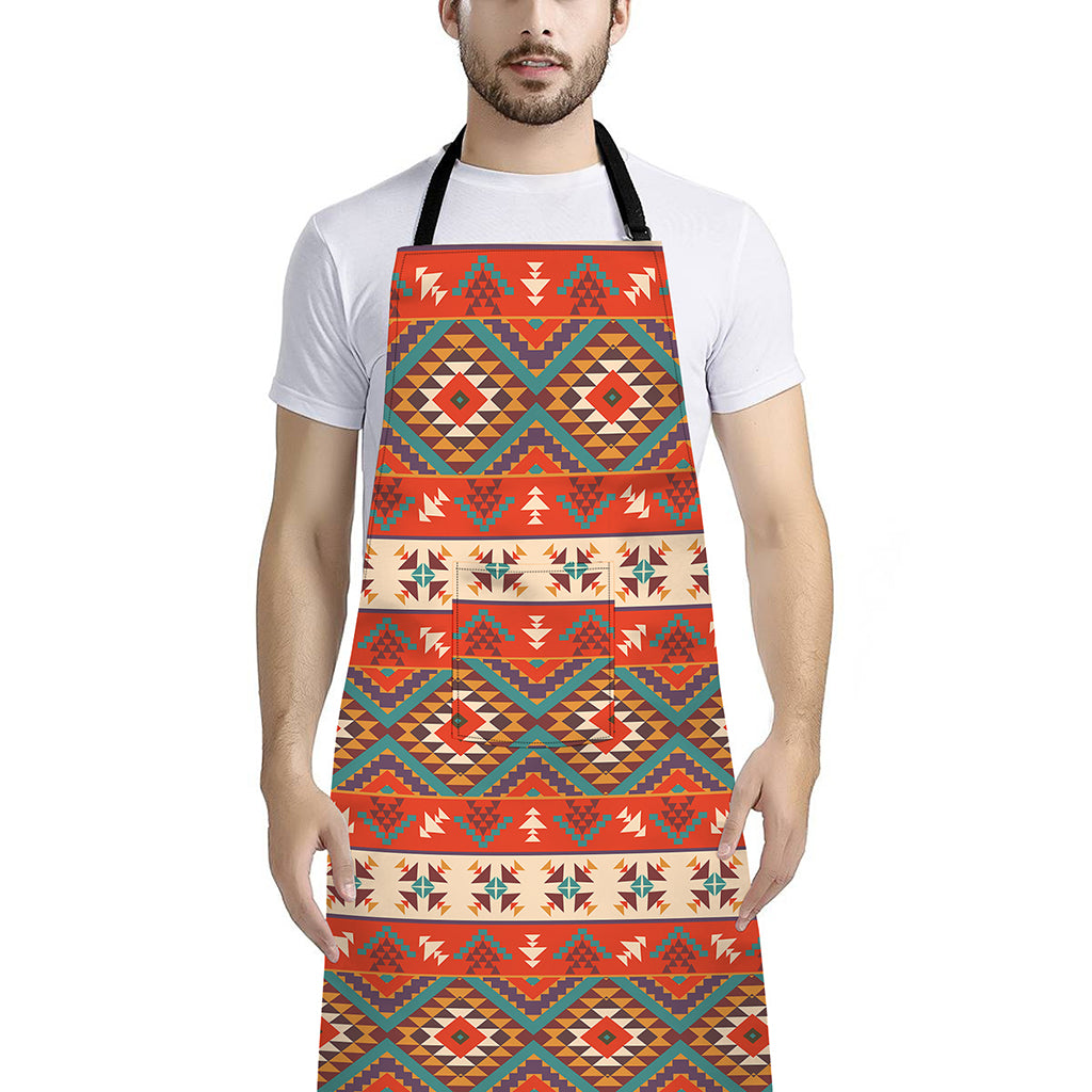 Geometric Native Navajo Print Bib Apron With Pocket
