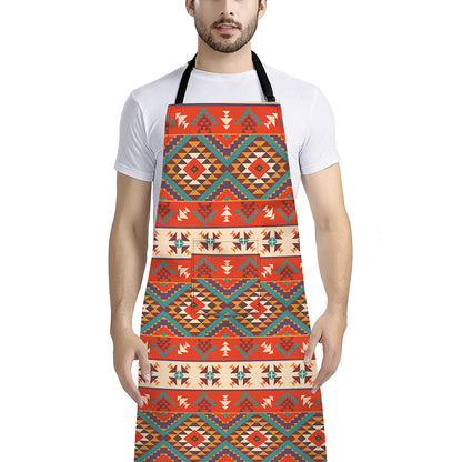 Geometric Native Navajo Print Bib Apron With Pocket