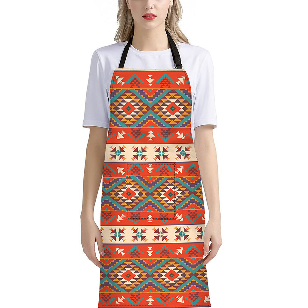 Geometric Native Navajo Print Bib Apron With Pocket
