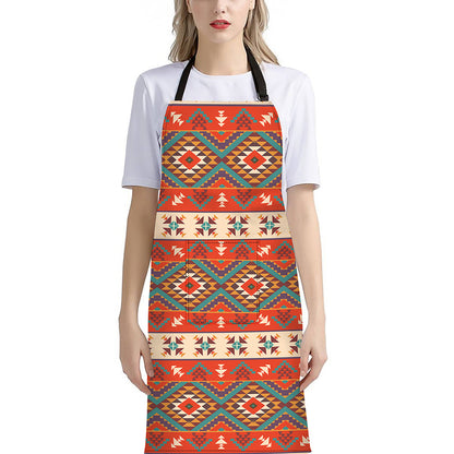 Geometric Native Navajo Print Bib Apron With Pocket