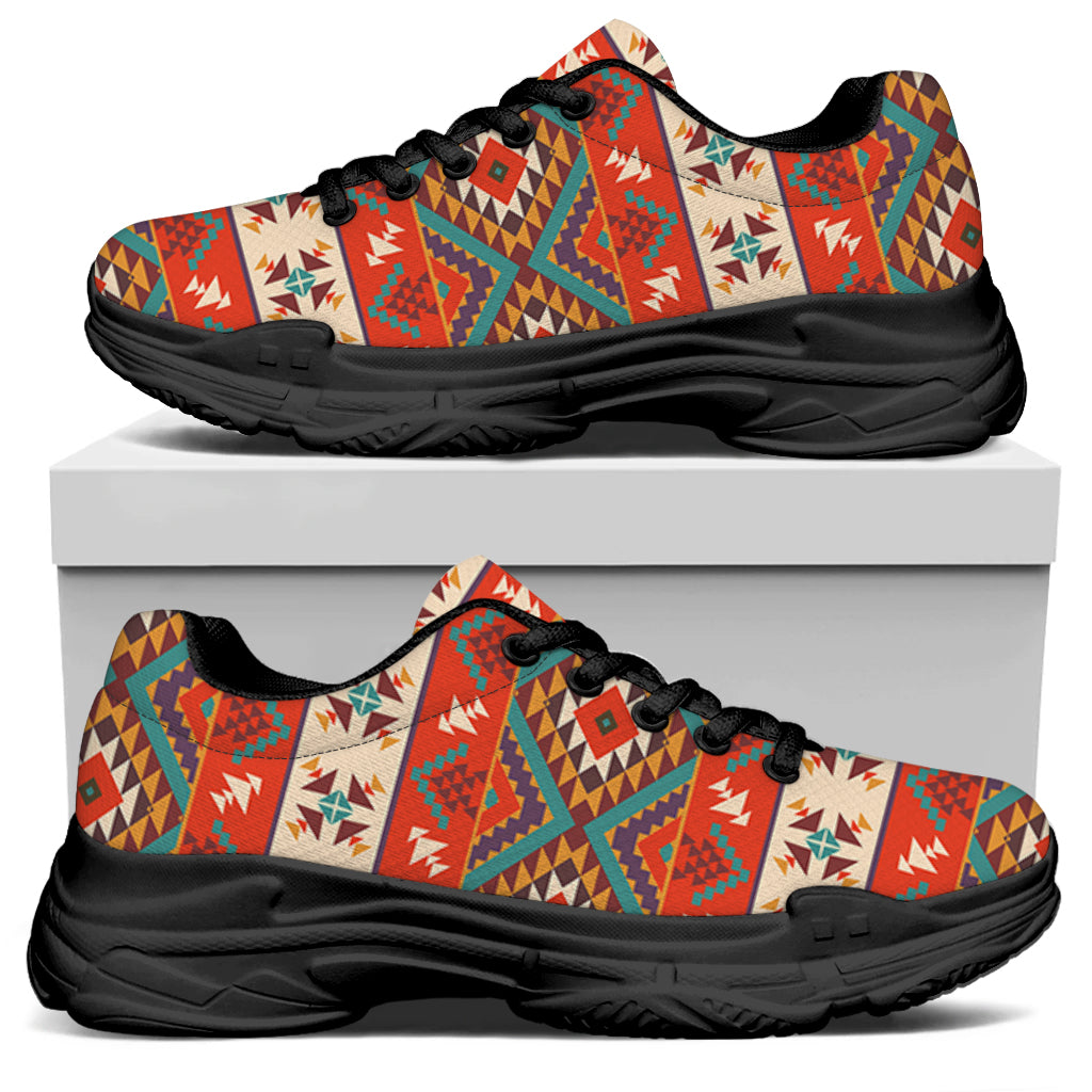 Geometric Native Navajo Print Black Chunky Shoes