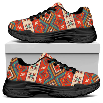 Geometric Native Navajo Print Black Chunky Shoes