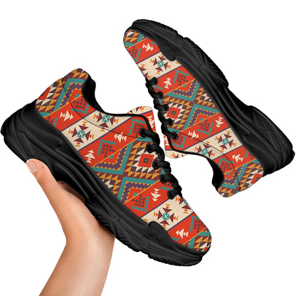 Geometric Native Navajo Print Black Chunky Shoes