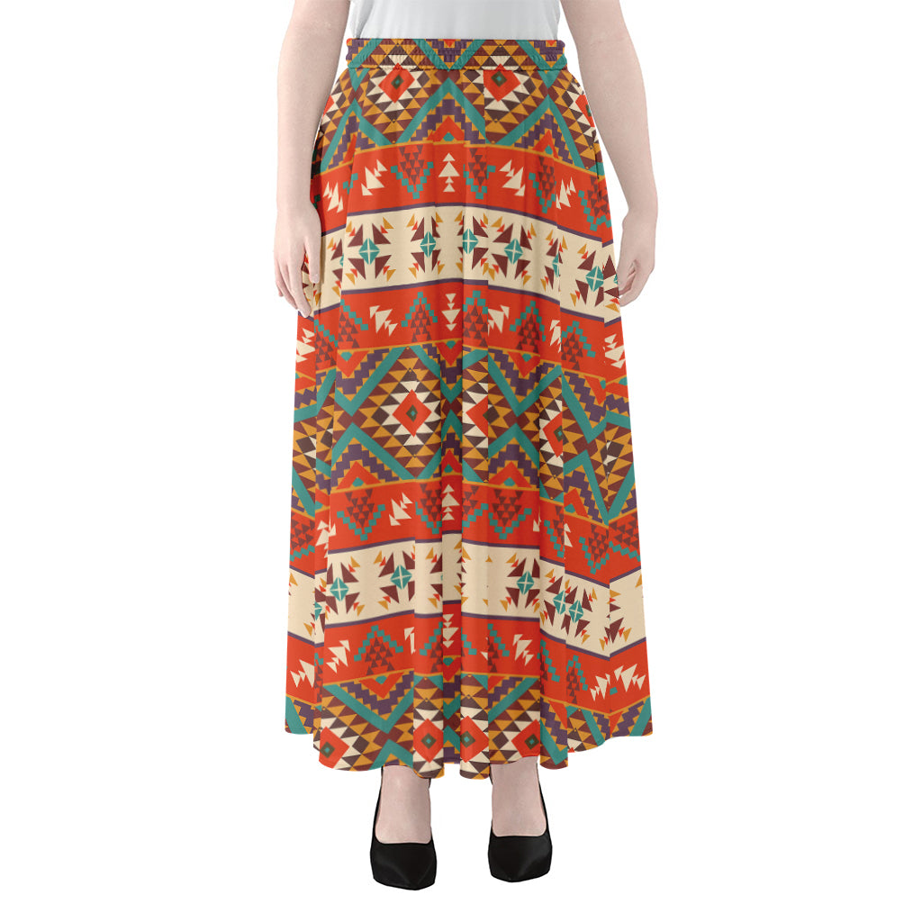 Geometric Native Navajo Print Chiffon Maxi Skirt