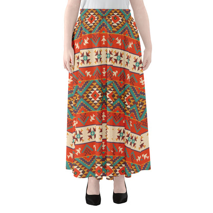 Geometric Native Navajo Print Chiffon Maxi Skirt