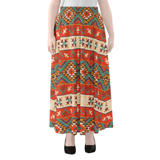 Geometric Native Navajo Print Chiffon Maxi Skirt