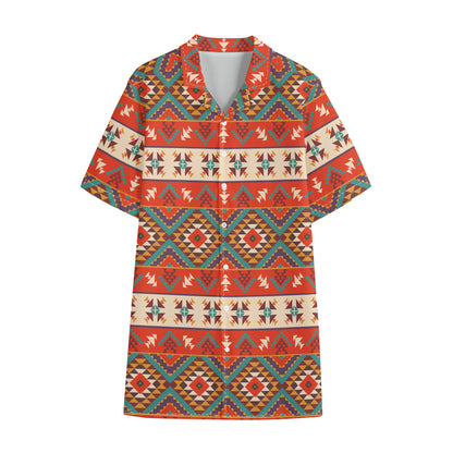 Geometric Native Navajo Print Cotton Hawaiian Shirt