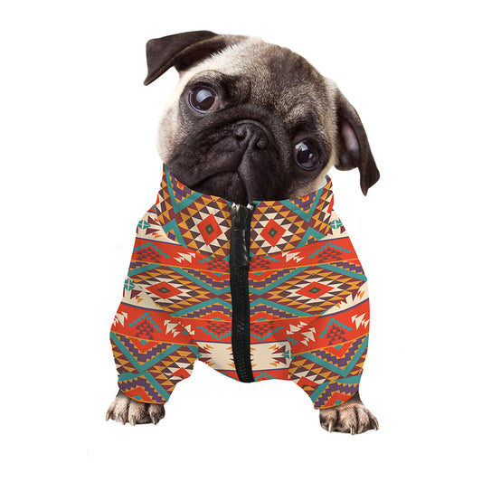 Geometric Native Navajo Print Dog Zip Up Jacket