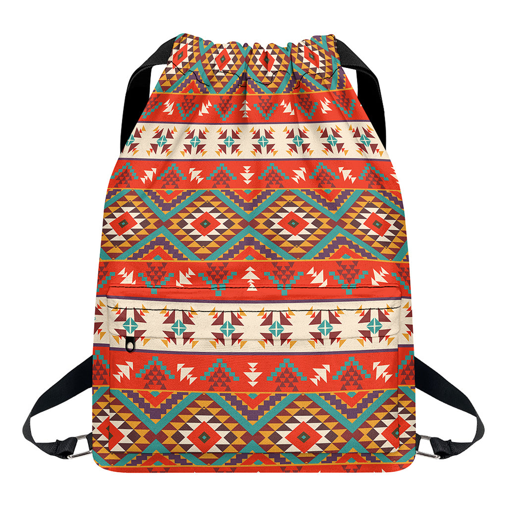 Geometric Native Navajo Print Drawstring Backpack