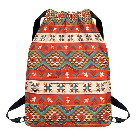Geometric Native Navajo Print Drawstring Backpack