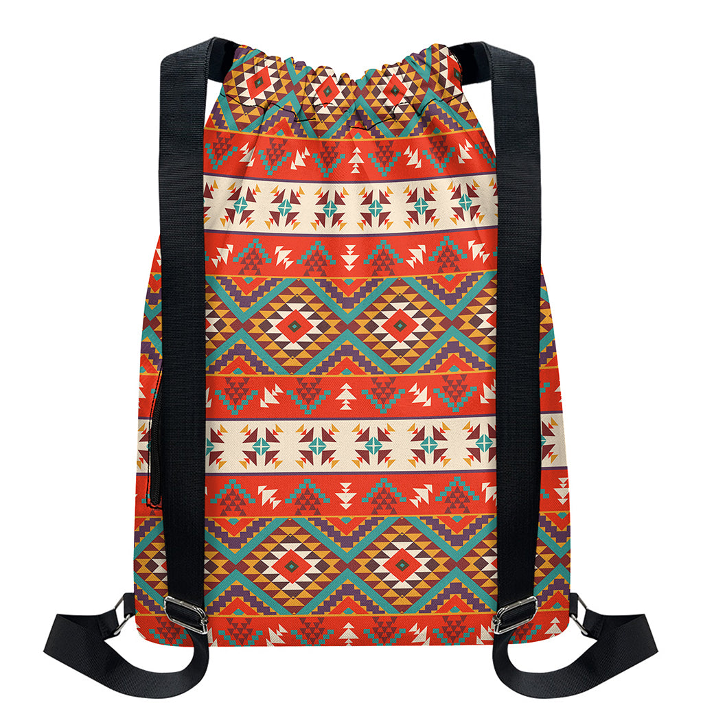 Geometric Native Navajo Print Drawstring Backpack