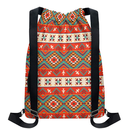 Geometric Native Navajo Print Drawstring Backpack