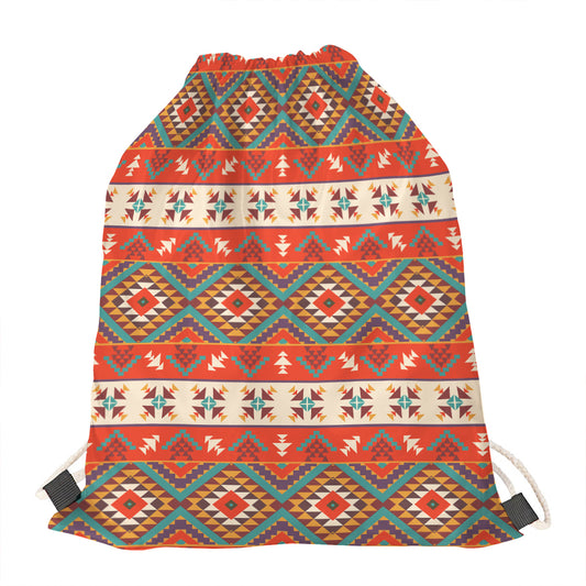Geometric Native Navajo Print Drawstring Bag
