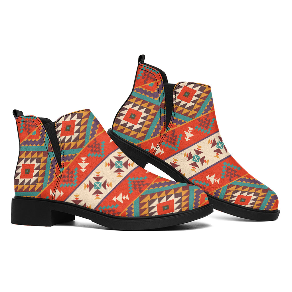 Geometric Native Navajo Print Flat Ankle Boots