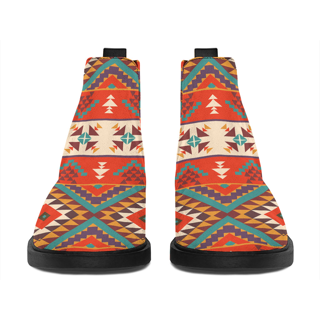 Geometric Native Navajo Print Flat Ankle Boots