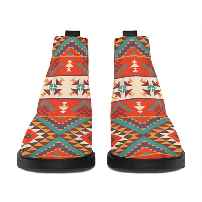Geometric Native Navajo Print Flat Ankle Boots
